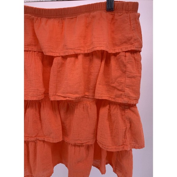 CMC Color Me Cotton Layered Ruffle Skirt Salmon Orange Size XL - Picture 3 of 5